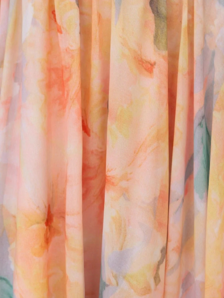 PEACH FLOWERS DRESS