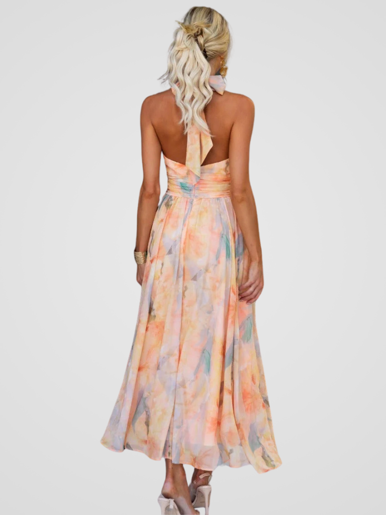 PEACH FLOWERS DRESS