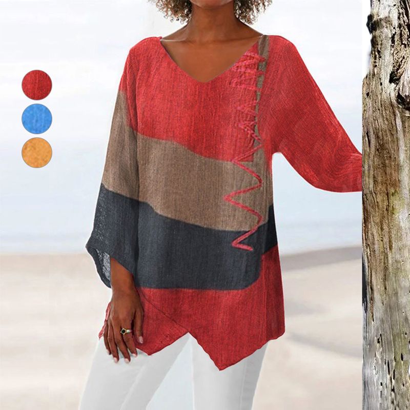 Hélène - Artistic Long Shirt with V-neck