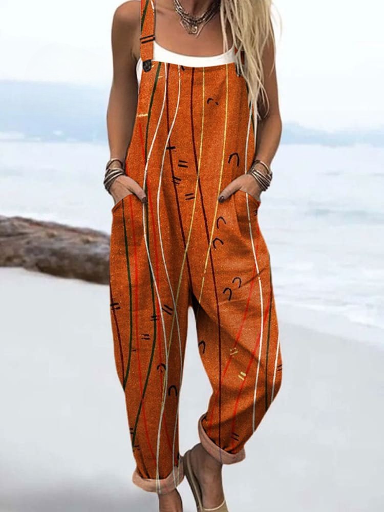 Women's Jumpsuit - Vintage Floral Design, Wide Legs for Comfort and Style