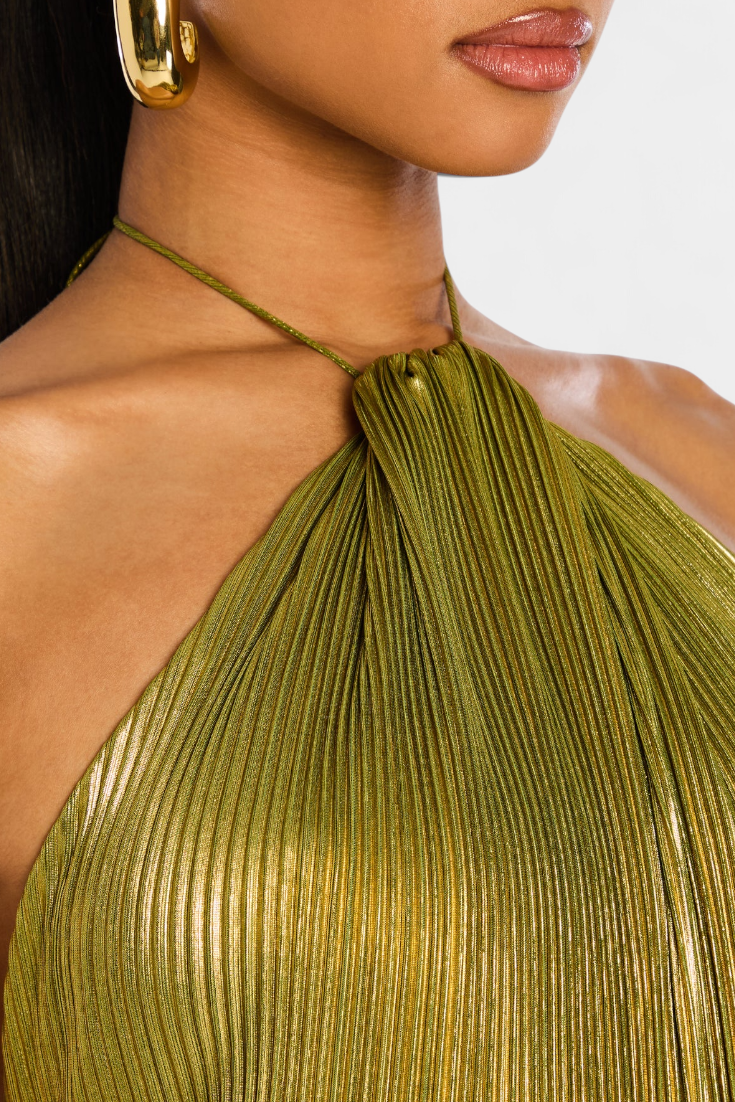 Lorette | Metallic Open-Back Dress