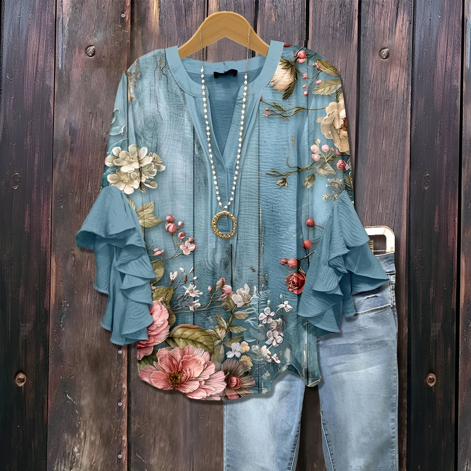 ELISABET™ | Casual blouse with leaf pattern