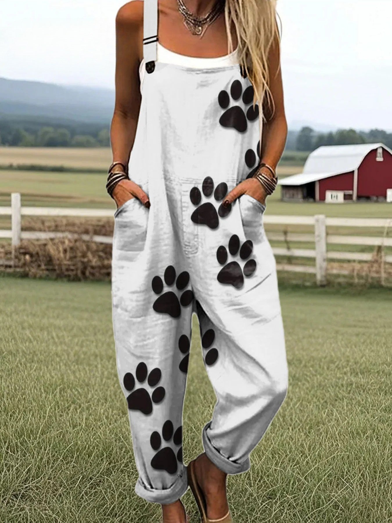 Women's Jumpsuit - Vintage Floral Design, Wide Leg Pants for Comfort and Style