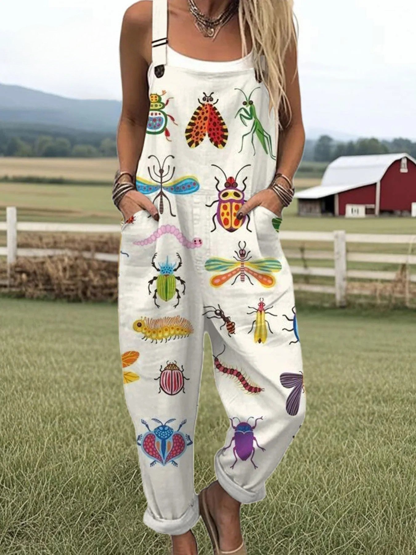 Women's Jumpsuit - Vintage Floral Design, Wide Legs for Comfort and Style
