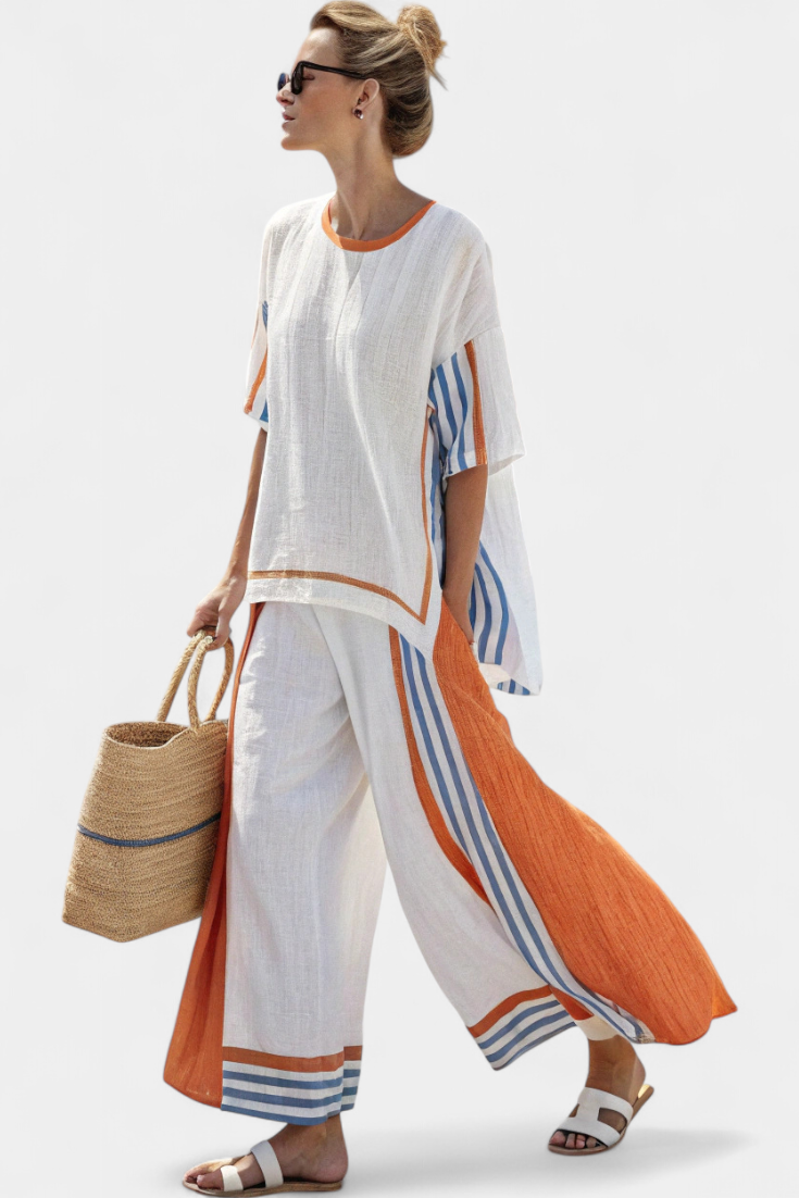 Mirthe | Airy two-piece set with stripes and oversized fit