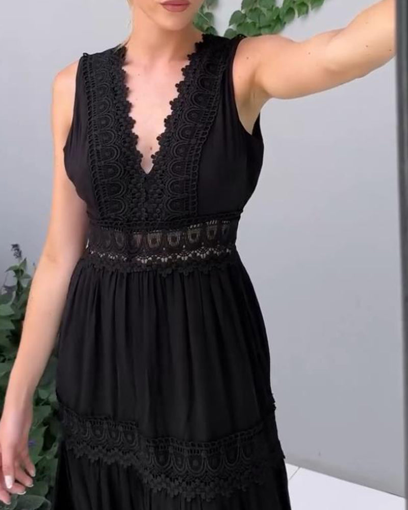Charlotte - Handmade Lace Dress with V-Neck