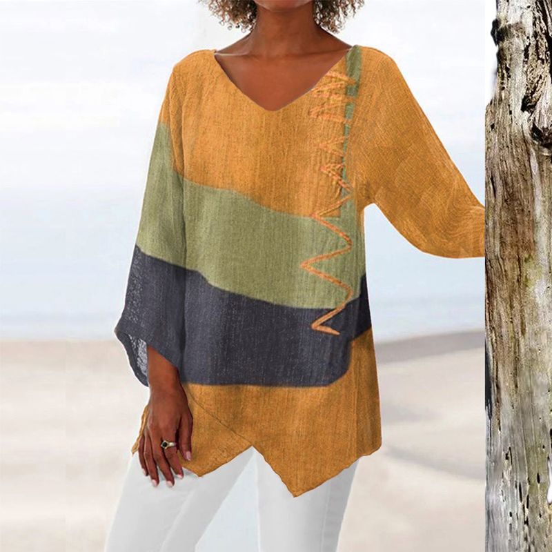 Hélène - Artistic Long Shirt with V-neck