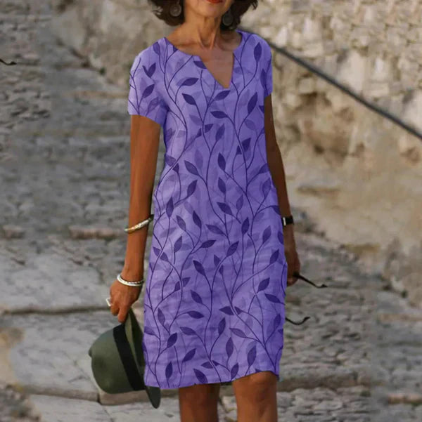 Deniel | Printed V-Neck A-Line Dress